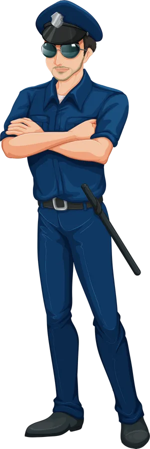 Confident Policeman Illustration PNG Image