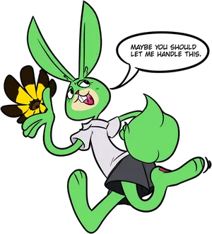 Confident Rabbit Cartoon Taking Charge PNG Image