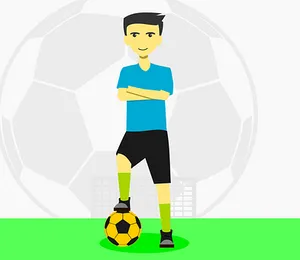 Confident Soccer Player Cartoon PNG Image