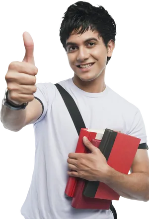 Confident Student Thumbs Up PNG Image