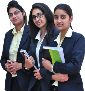 Confident Studentsin Business Attire PNG Image