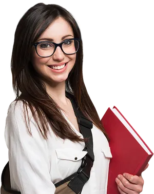 Confident Studentwith Books PNG Image