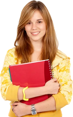 Confident Studentwith Notebooks PNG Image