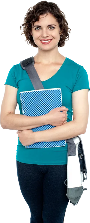 Confident Studentwith Notebooks PNG Image