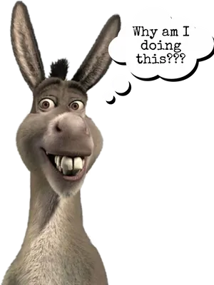 Confused Donkey Cartoon Character PNG Image