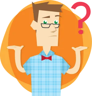 Confused Man Cartoon Question Mark PNG Image