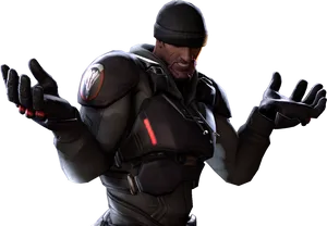 Confused Mercenary Shrug PNG Image