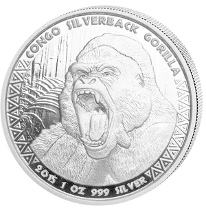 Congo Silverback Gorilla Silver Coin2015 PNG Image