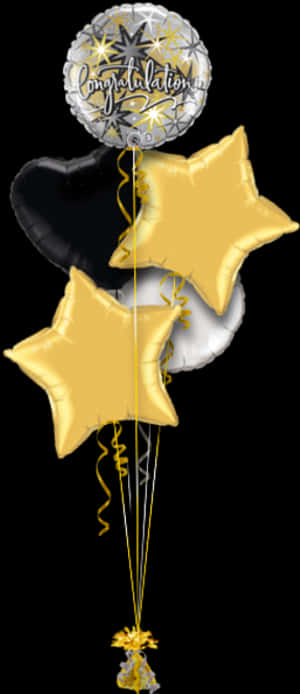 Congratulations Gold And Black Congratulations Balloon - Gold And Black Balloons Png PNG