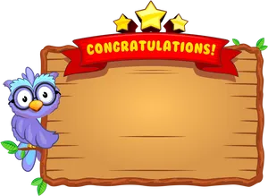 Congratulations Cartoon Owl Banner PNG Image