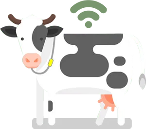 Connected Cow Cartoon Illustration PNG Image