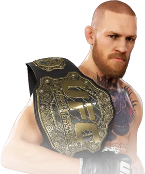 Conor Mc Gregor Championship Belt Pose PNG Image