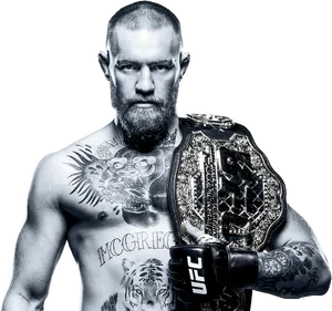 Conor Mc Gregor U F C Champion Pose PNG Image