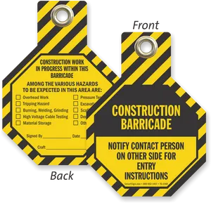 Construction Barricade Warning Tags PNG Image