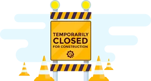 Construction Closure Notification Sign PNG Image
