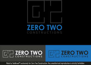 Construction Logo Design For Zero Two Constructions - Printing PNG image with transparent background