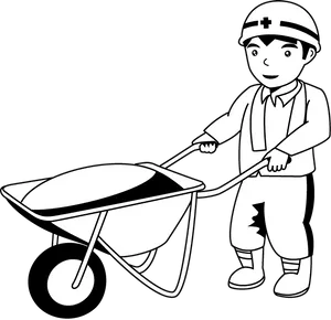 Construction Workerwith Wheelbarrow Clipart PNG Image