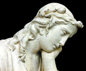 Contemplative Angel Statue PNG image with transparent background