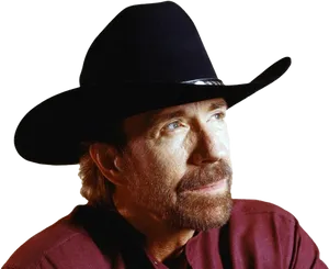 Contemplative Cowboy Portrait PNG Image