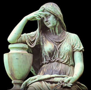 Contemplative Female Statue PNG image with transparent background