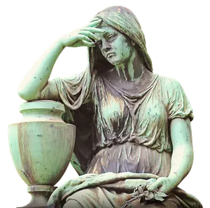 Contemplative Female Statue PNG Image