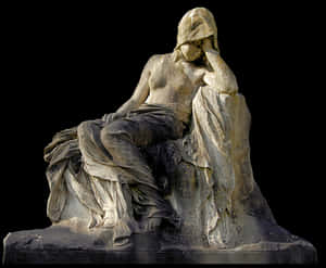 Contemplative Figure Statue PNG image with transparent background