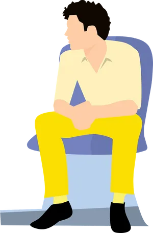 Contemplative Man Sitting PNG Image