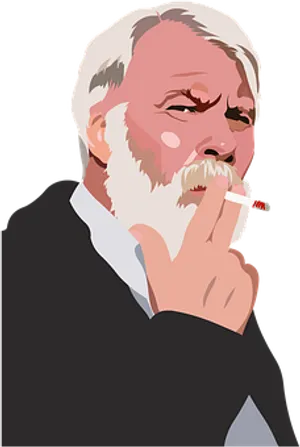 Contemplative Man Smoking PNG Image