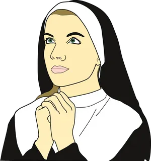 Contemplative Nun Illustration PNG Image