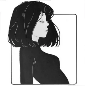 Contemplative Profile Line Art PNG Image