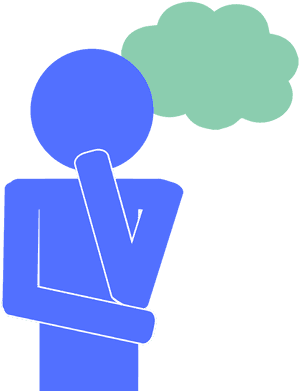 Contemplative Stick Figure Thought Bubble PNG image with transparent background