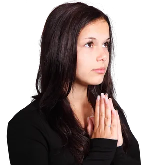 Contemplative Young Woman PNG Image