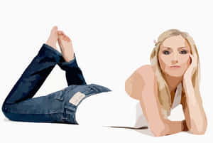 Contemplative Young Womanin Jeans PNG image with transparent background