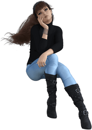 Contemplative3 D Character Sitting PNG image with transparent background