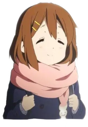 Content_ Anime_ Girl_ Smiling_with_ Scarf.png PNG Image