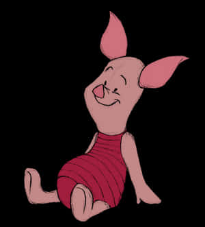 Contented Piglet Cartoon Illustration PNG image with transparent background