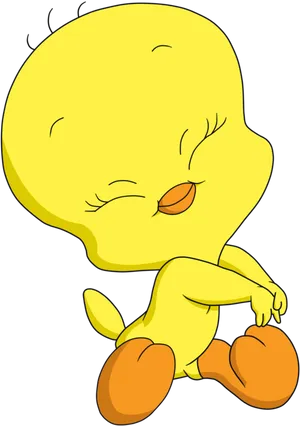 Contented Yellow Bird Cartoon Character PNG Image