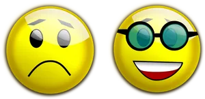 Contrasting Emoticons Sad Happy PNG Image