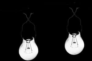 Contrasting Lightbulbs Black Background PNG image with transparent background