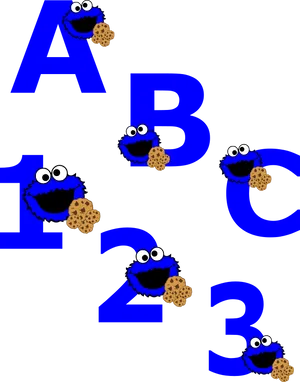 Cookie Monster Alphabet Numbers PNG Image