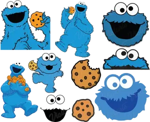 Cookie Monster Expressionsand Cookies PNG Image