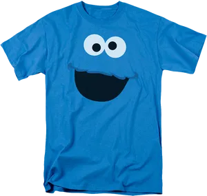 Cookie Monster Face T Shirt Design PNG Image