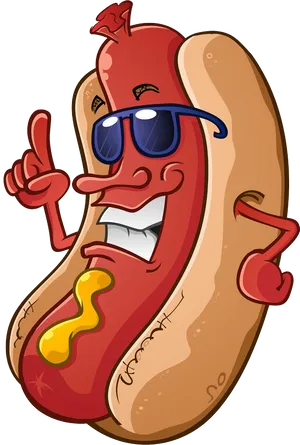 Cool_ Animated_ Hot_ Dog_ Character PNG Image