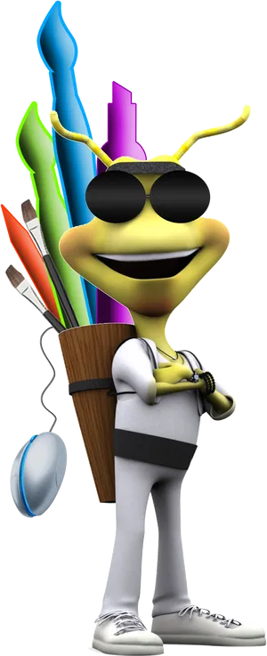 Cool Art Supplies Character PNG Image