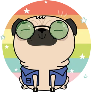 Cool Cartoon Pugwith Sunglasses PNG Image