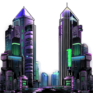 Cool Cyberpunk Cityscape PNG aeg PNG image with transparent background