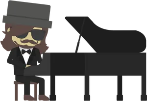 Cool Pianist Cartoon Character PNG Image