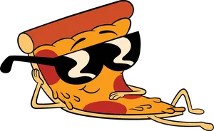 Cool Pizza Slice Cartoon Character PNG Image