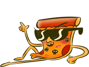 Cool Pizza Slice Cartoon Character PNG Image