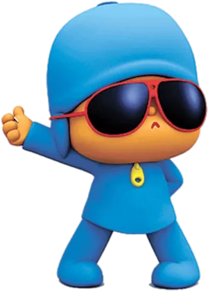 Cool Pocoyo Wearing Sunglasses PNG Image